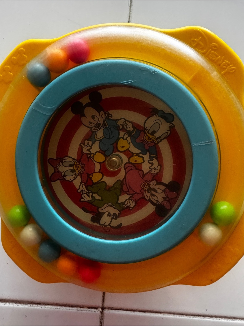 1990 Disney Mattel Crib Wonder Wheel Rattle Toy Mickey Minnie Donald Daisy Goofy